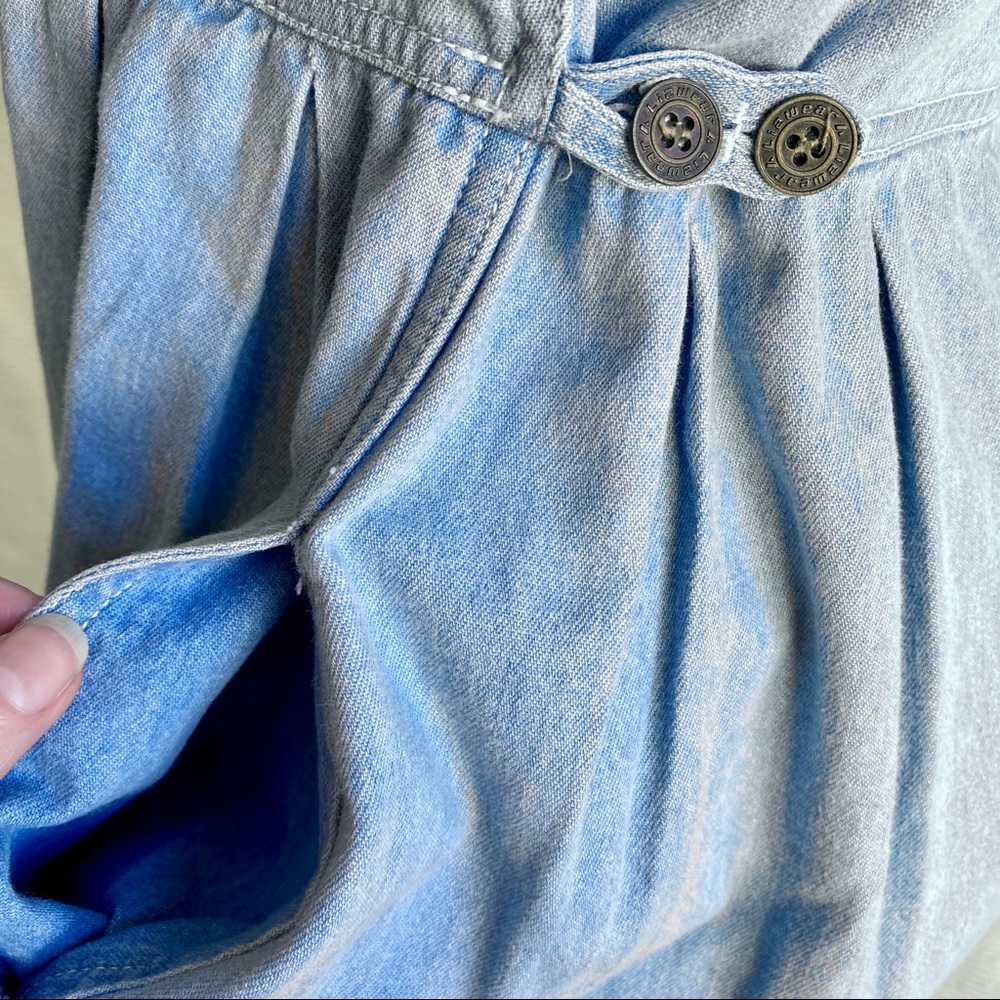 Vintage 90s S/M Jean Denim Babydoll Midi Dress - Picture 5 of 8